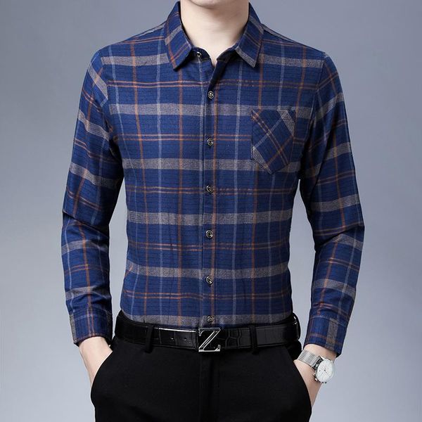 

2021 new fashion plaid shirts men spring long sleeve dress shirt slim fit camisa masculina drop shipping c714, White;black