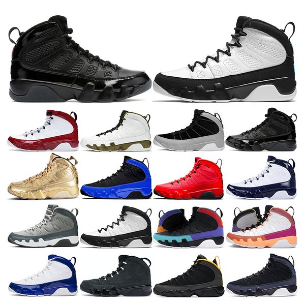 

mens basketball shoes 9s particle grey bred patent chile red 9 gym racer university blue gold countdown pack sport sneakers trainers size 7-
