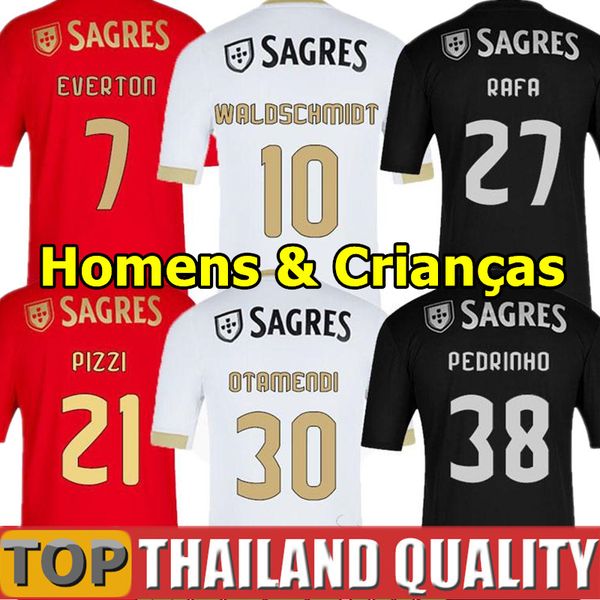 

20 21 benfica soccer jerseys seferovic darwin waldschmidt pizzi 2020 2021 sl benfica rafa chiquinho gabriel football shirt men kids kit, Black;yellow