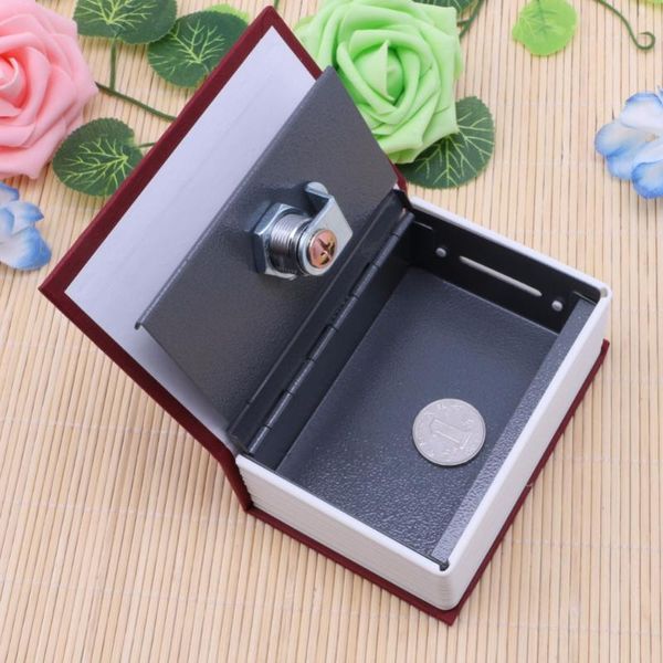 

javrick stainless steel storage box cash jewelry secret security case dictionary book jewelry box locker with key lock, Pink;blue