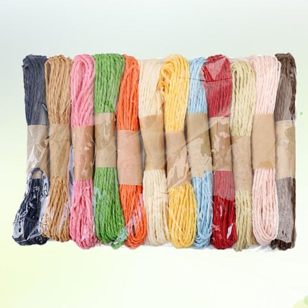 

yarn 12 roll 10m paper rope diy colorful twisted craft string strap favor gift wrapping twine (mix color), Black;white