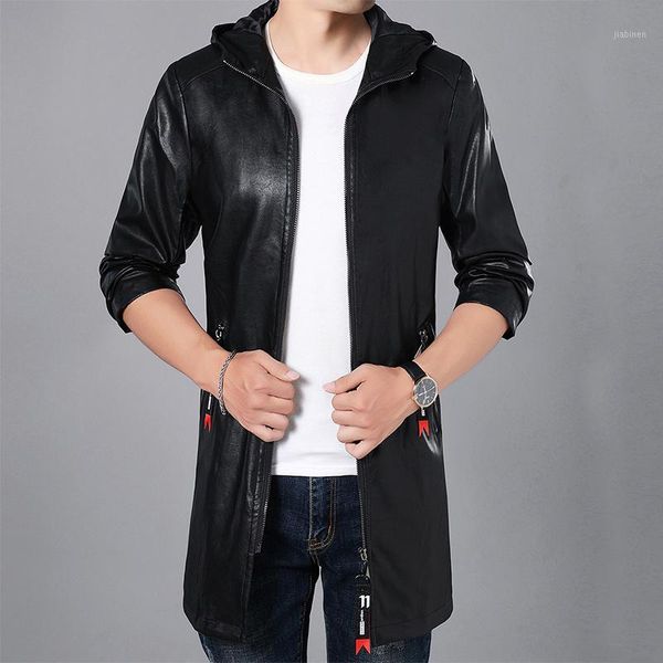 

m~4xl 2019 fashion youth medium length hooded fur coat men's fashionable and handsome long plus size jacket1, Black