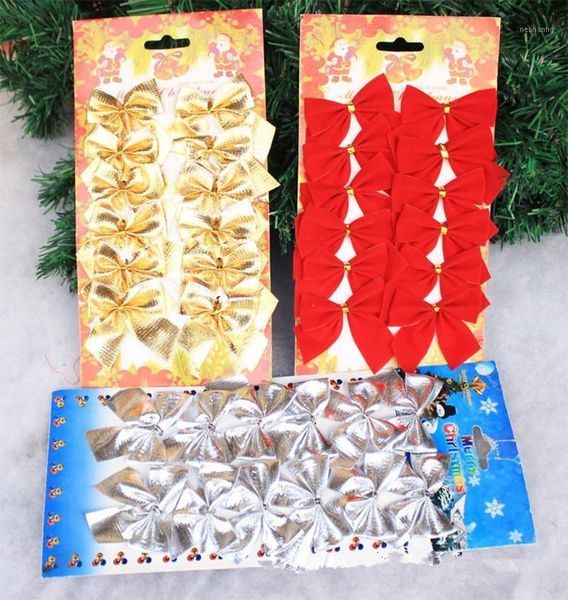 

christmas decorations 12pcs tree ornaments bowknot home office decoration1