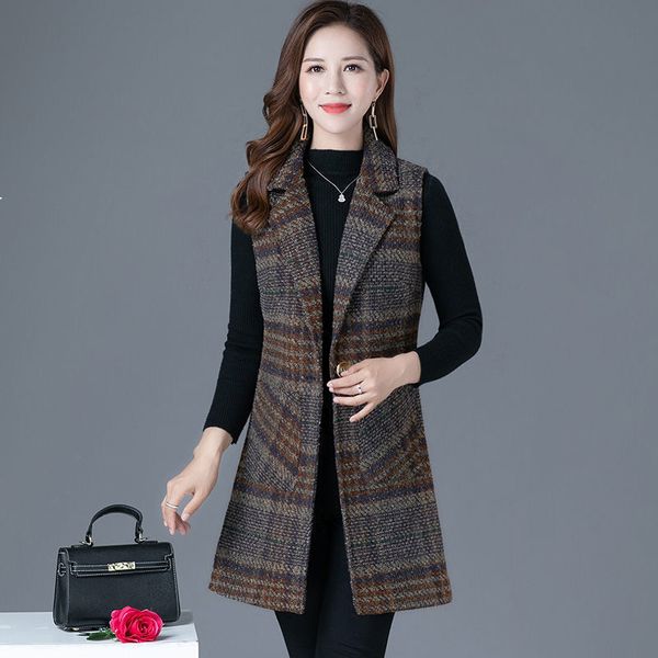 

female 2021 new spring woolen vests knitted or crocheted jacket vest plus size 5xl y220 k84a, Black;white
