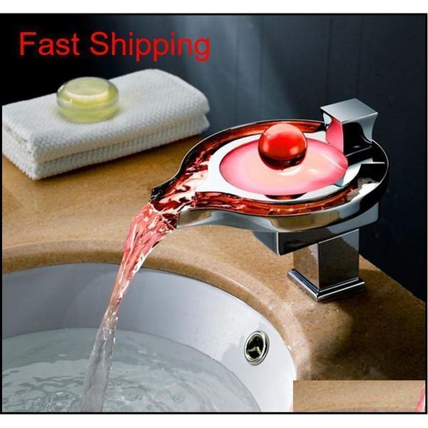 

led basin faucets bathroom faucet solid brass chrome led waterfall taps water power basin mixer 3 c qylyrl my_home2010