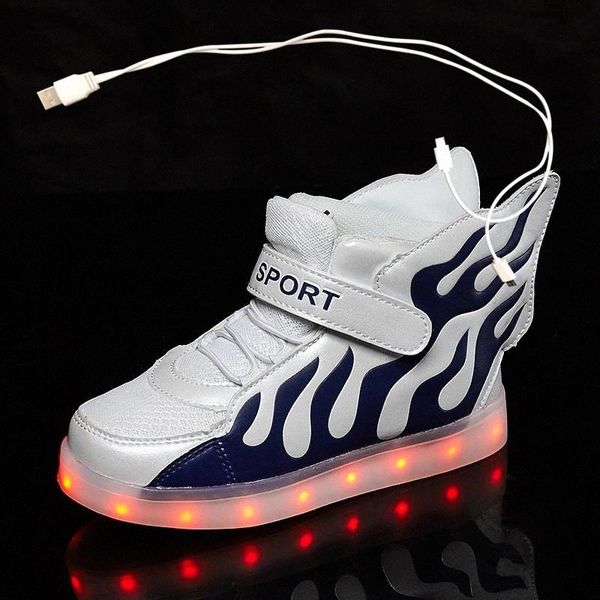 

new usb charging glowing sneakers kids running led angel's wings kids with lights up luminous shoes girls' boys' shoes #x49p
