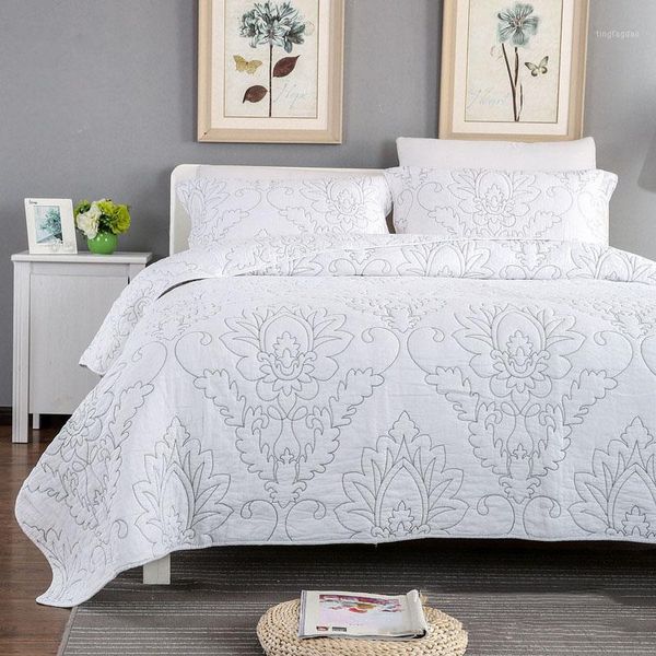 

comforters & sets chausub bedspread quilt set 3pcs coverlet washed cotton quilts solid embroidered quilted bed cover sheets king queen size1