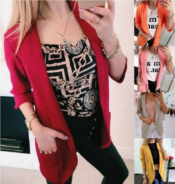 

2020 fashion trend autumn winter europe and america solid color long sleeve casual fashion blazer1, White;black