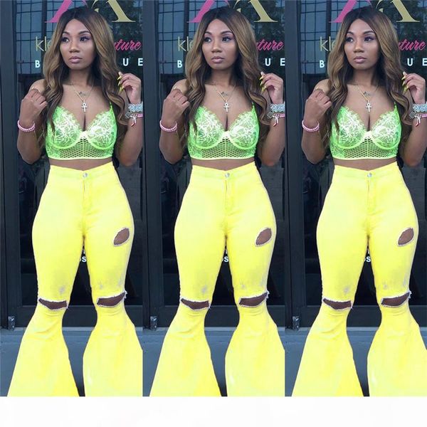 

women plus size jeans denim fall winter clothing ripped solid color washed flared trousers leggings full-length pants bodycon sell 1661, Blue