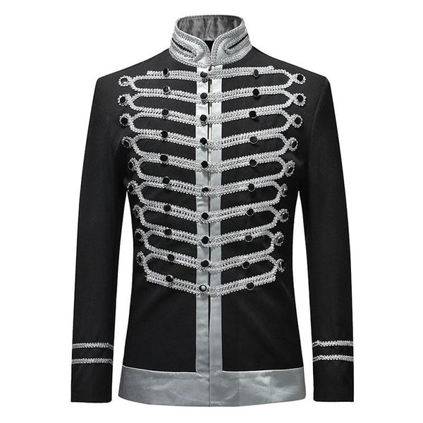 

2021 men slim fit jackets fashion suit jacket blazer single breasted drama stage costume party prom plus size, White;black