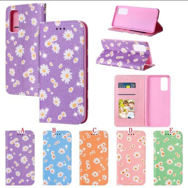 

glitter magnetic flip leather case for samsung s20 fe s10 plus note 20 ultra a51 5g a71 a41 a21s a21 a81 a91 flower p frame stand cover