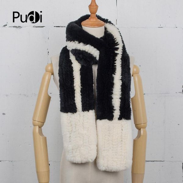 

scarves pudi sf759 winter warm real fur scarf 2021 girl fashion rex long rings beige color, Blue;gray