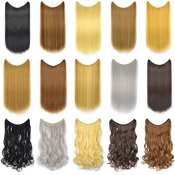 

60cm/100g hair curtain manufacturers wholesale stylechemical fiber fishing line hair curtain straight hairseamless hair extension piece, Black;brown