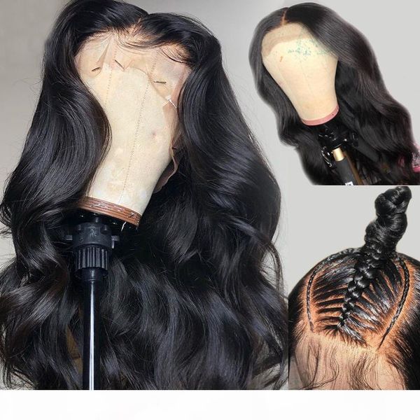 

4x4 lace closure human hair wig for black women glueless body wave 4x4 closure lacefront wigs with pre plucked hairline bleached knots, Black;brown