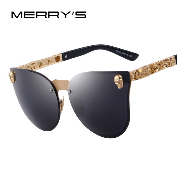 

merry's fashion women gothic eyewear skull frame metal temple uv400, White;black