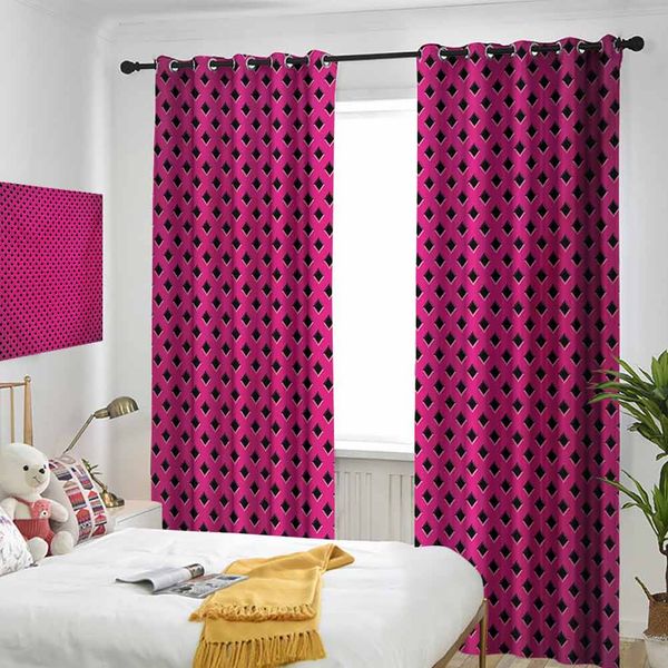 

thermal insulated room darkening window shade diamond line grill cross wire design logo digital new fashion motif image print curtain