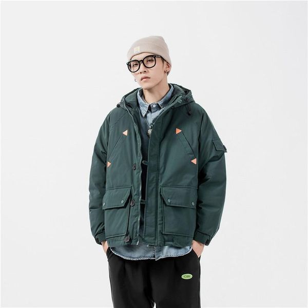 

2021 new winter hooded cotton-padded jacket casual color cotton-padded parkas man1, Black