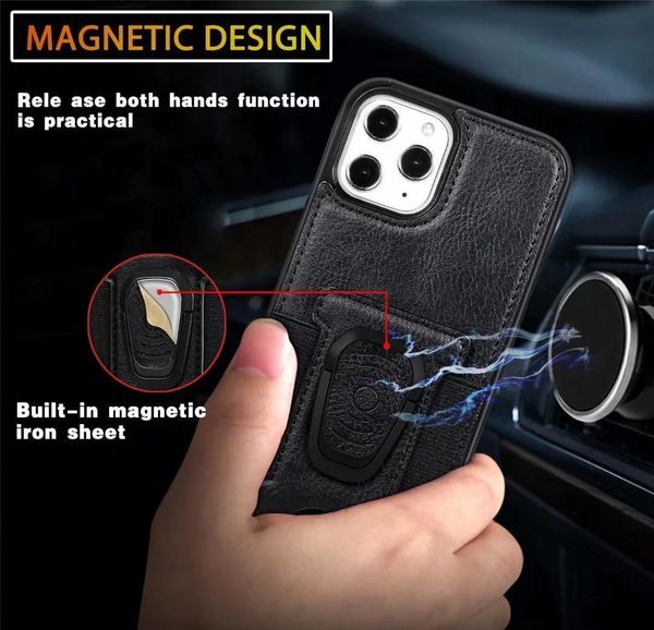 

2020 pu leather phone case cover with magnetic ring bracket stand holder for iphone 11 12 pro max xs max xr jllarh xjfshop