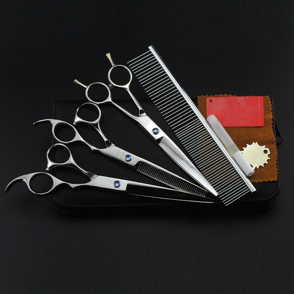 

hair scissors 4 kits professional pet 7 inch shears cutting set dog grooming clipper thinning barber tools hairdressing