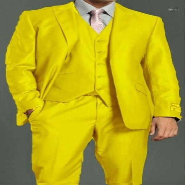 

new arrival handsome yellow men wedding prom suits slim fit morning formal tuxedos 3 pieces groomsman suit jacket+pants+vest1, White;black