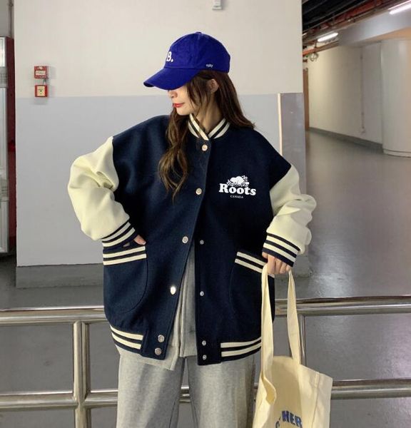 

2022 fashion casual fall/winter men's and women's plus velvet jacket baseball uniform three-color m-2xl, Black;brown
