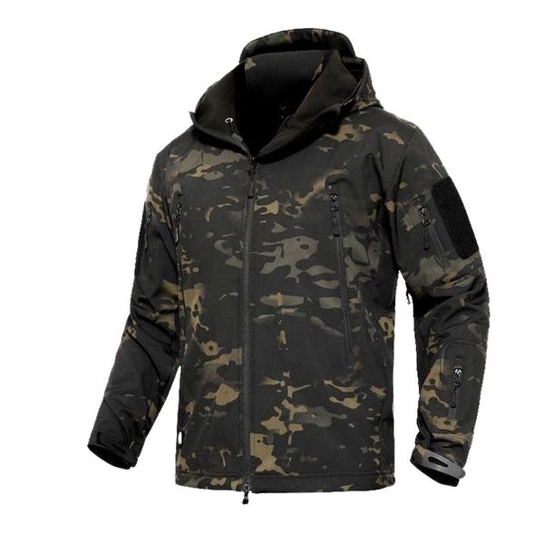 Giacca militare Uomo Inverno Camouflage Tattico Impermeabile Giacca a vento con cappuccio Cappotto mimetico maschile Plus Size 5XL Bomber Army Jacket Men 201124