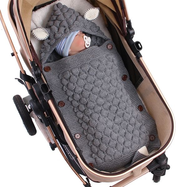 

детские шерстяные пеленальный wrap одеяло конверт для новорожденных infant девочек для мальчиков вязать крючком зимний свитер спальный мешок