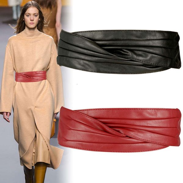 

wide fashion simple elastic waistband with skirt, sweater, coat and belt, Black;brown
