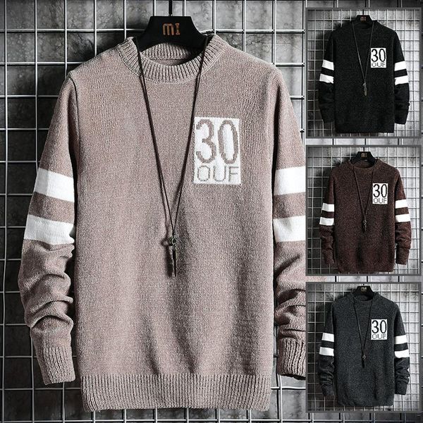 

2021 men's sweaters round neck simple style spring autumn winter clothes long sleeve knitted casual standard pullovers, White;black