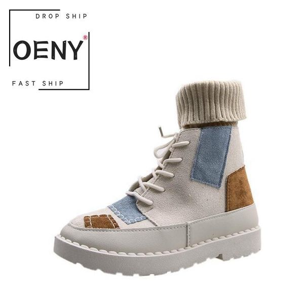 

new womens boots shoes british style patchwork boots feminine fashion comfortable footwear elegant female booties botas de mujer, Black