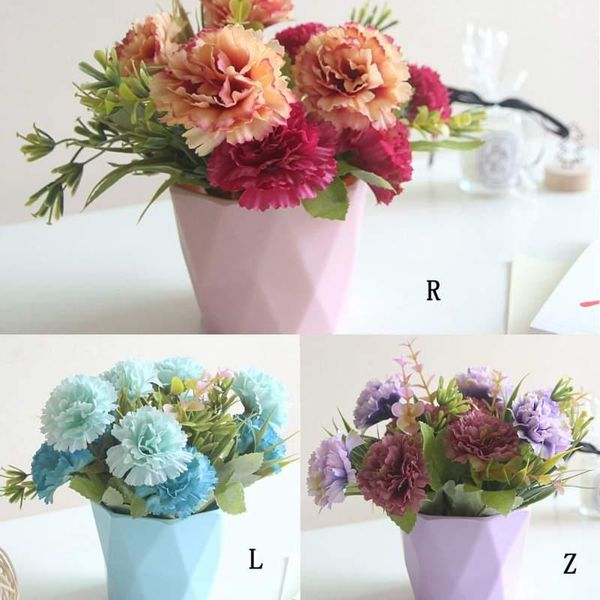

decorative flowers & wreaths 1 set artificial simulation silk flower hydrangea daisy bonsai vintage wooden potted home wedding party decorat