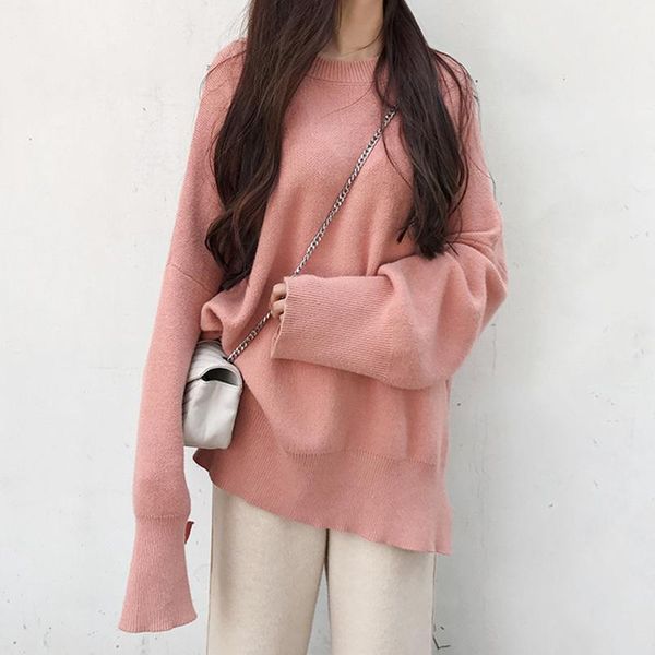 

winter knitted women sweaters and o-neck solid long sleeve casual kawaii pullovers sueter mujer sweet korean jumper1, White;black