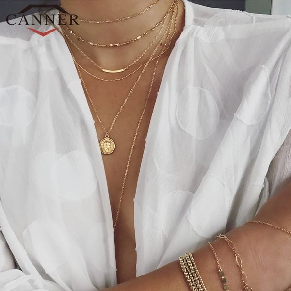 

canner 100% real 925 sterling silver geometric round choker necklace for women minimalist fine jewelry collares accessories