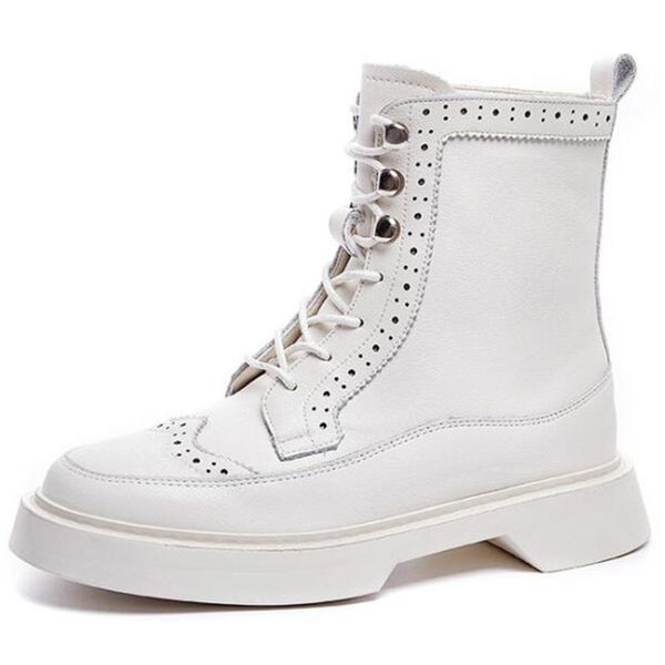 

new spring autumn shoes women's casual lace up ankle boots winter retro bullock female boots platform botas de mujer kl670, Black