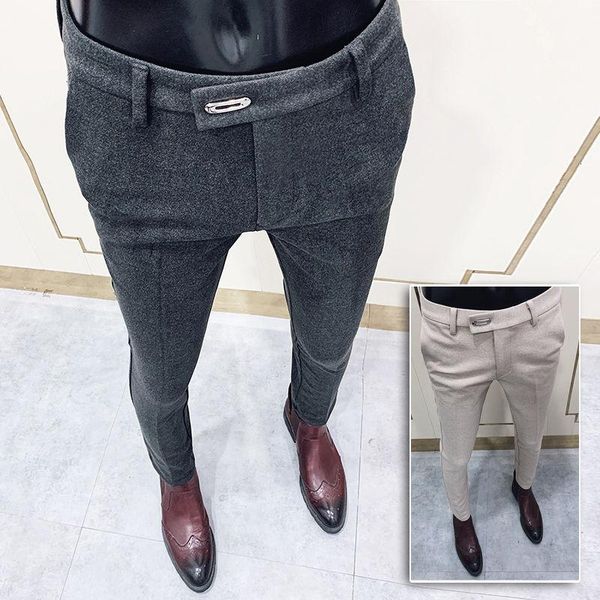 

2020 woolen skinny trousers business slim trousers woolen business affairs man leisure time pantalon costume, White;black