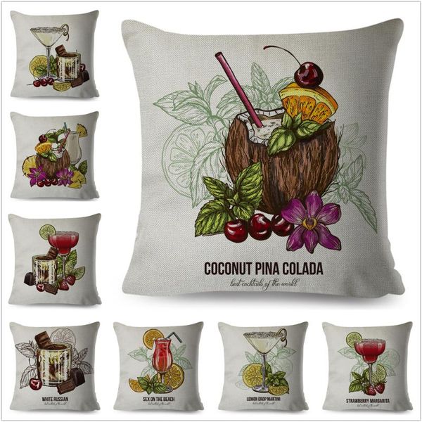

geometric fruit juice cocktail cushion cover pillowcase pillow covers for sofa car home decor pillow cover cotton linen 45x45 cm