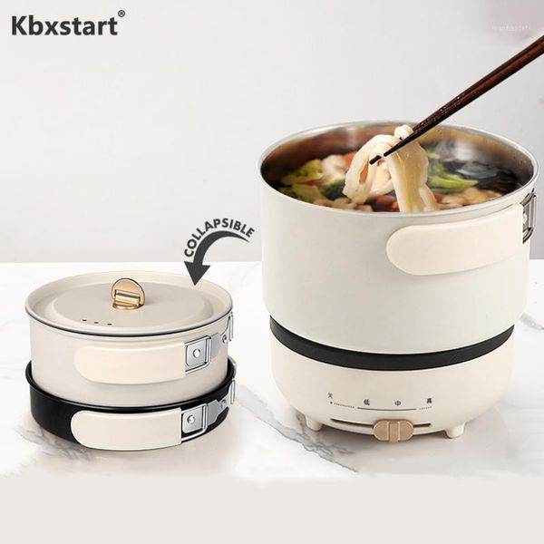 

220v portable multi-function electric pot travel split non-stick frying pan 1.2l handle folding small pot1