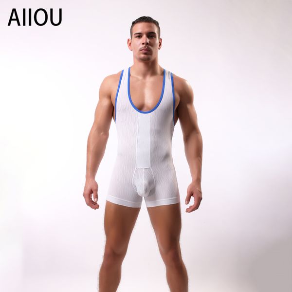 

aiiou mens undershirt men jumpsuits tight body shaper wrestling singlet bodywear bodysuit gay singlet undershirt clothes 201009, Black;brown