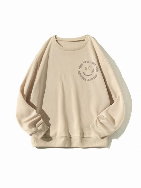 

slogan & expression print thermal pullover 66yu#, White;black