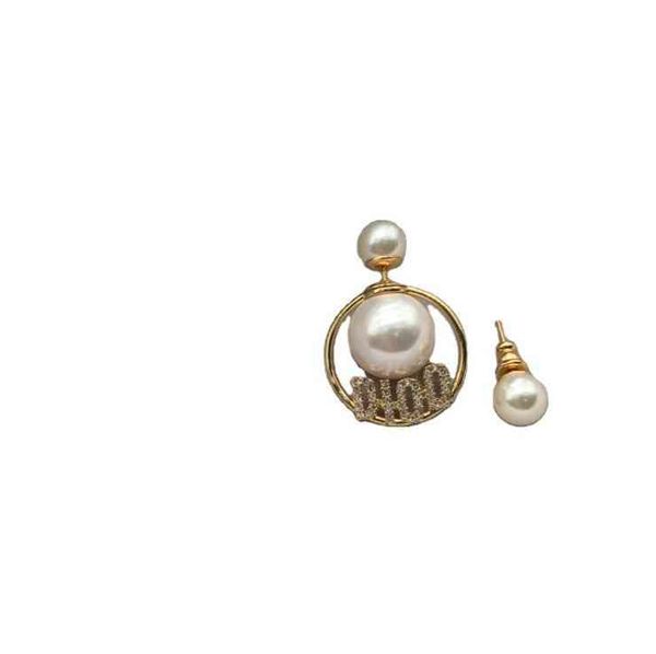 

new pearl asymmetric earrings inlaid brilliant diamonds jewel, Silver