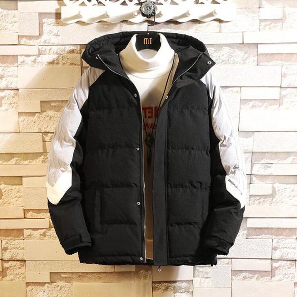 

men's down & parkas winter 2021 large contrast printed cotton padded jacket fashion casual active hooded jacket1, Black