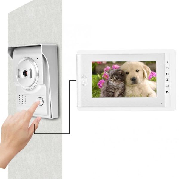 

7 in 5v/1a color hd tft-lcd smart doorbell video intercom entry system 90 degrees
