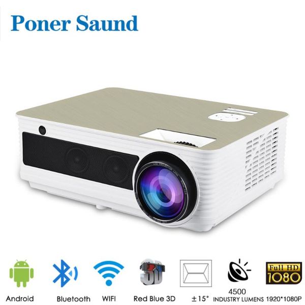 

poner saund m5 projector mini full hd 1080p 3d android 6.0 4500 lumens projektor hdmi usb wifi proyector bluetooth home theater