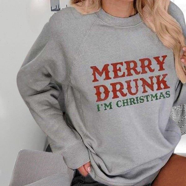 

women merry drunk christmas funny hoodie female letter print autumn winter harajuku sweatshirt hoodies pullovers christmas gift, Black