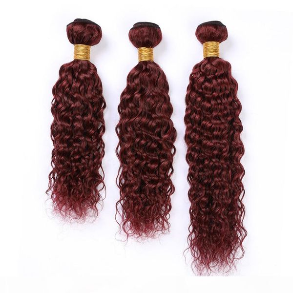 

burgundy red malaysian wet and wavy human hair bundles 300gram wine red virgin hair extensions pure 99j human hair weaves water wave wefts, Black
