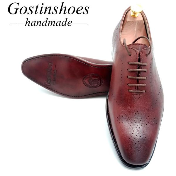 

sale 44 goodyear welted handmade men dress shoes men formal shoes brown genuine leatheroxfords pointed toe lace-up, Black