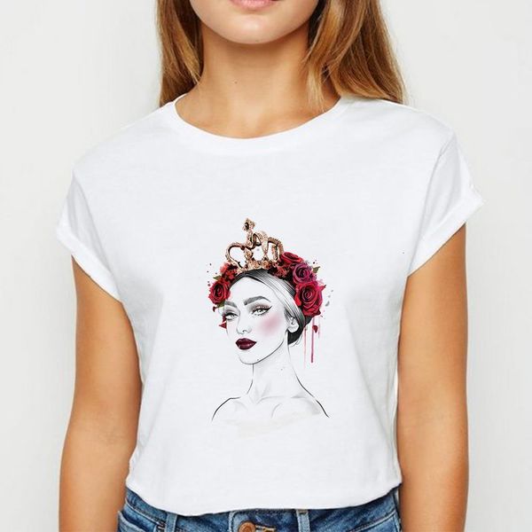 

2021 new summer flamingo beauty print harajuku streetwear women t-shirt comfortable casual t shirt harajuku vogue white tshirt