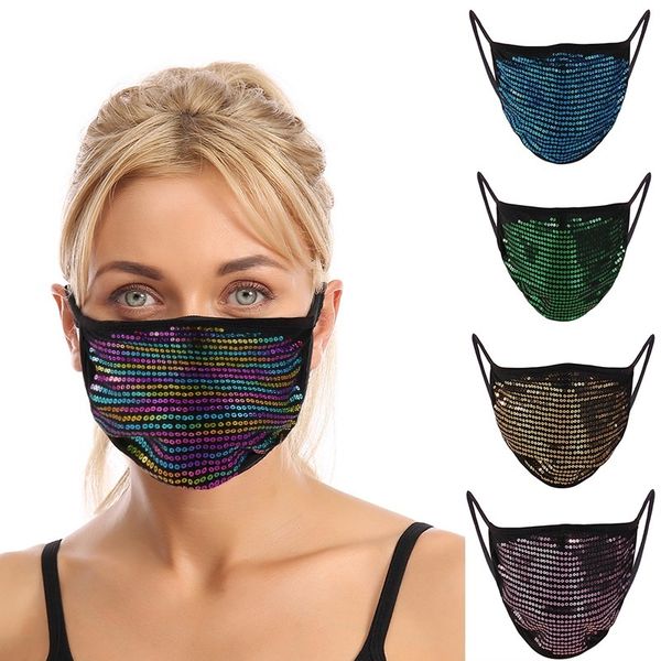 

new dust-proof sequined mask cotton ear-hanging christmas mask breathable black cotton cloth mask t3i51228