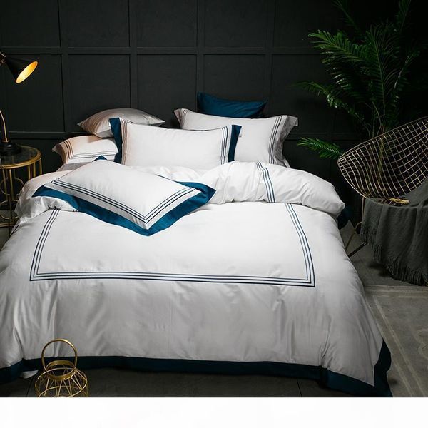 

5-star l white luxury 100% egyptian cotton bedding sets full  king size duvet cover bed flat sheet fitted sheet set