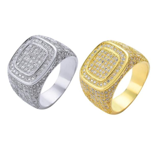 

wedding rings 2021 gold-plated zircon ring hiphop cz for men, Slivery;golden